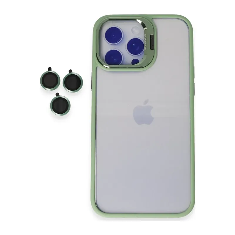 iPhone 14 Pro Kılıf Roblox Lens Standlı Kapak - Yeşil