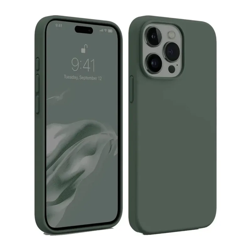 iPhone 15 Pro Max Kılıf First Silikon - Koyu Yeşil