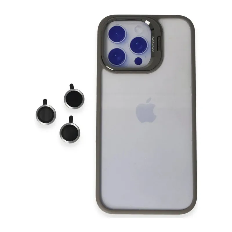 iPhone 15 Pro Max Kılıf Roblox Lens Standlı Kapak - Titan Gri