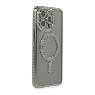 iPhone 15 Pro Kılıf Joke Simli Magneticsafe Kılıf - Gri