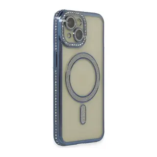 iPhone 15 Kılıf Joke Simli Magneticsafe Kılıf - Lacivert