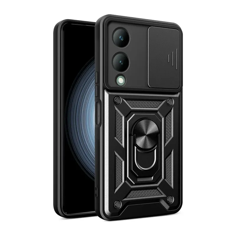 Vivo Y17S Kılıf Pars Lens Yüzüklü Silikon - Siyah