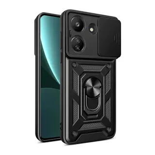 Redmi 13C Kılıf Pars Lens Yüzüklü Silikon - Siyah