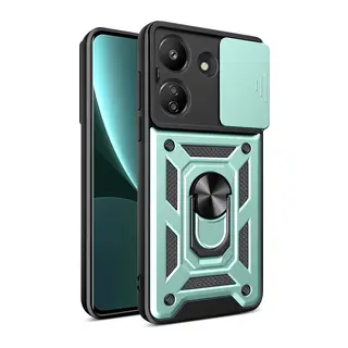 Redmi 13C Kılıf Pars Lens Yüzüklü Silikon - Yeşil