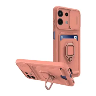 Redmi Note 13 4G Kılıf Zuma Kartvizitli Yüzüklü Silikon - Pembe
