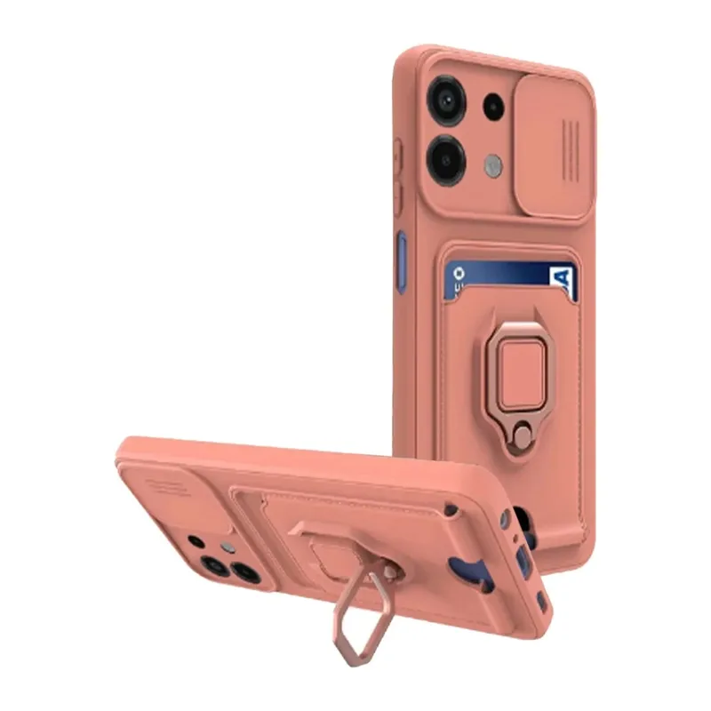 Redmi Note 13 4G Kılıf Zuma Kartvizitli Yüzüklü Silikon - Pembe