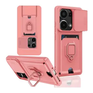 Redmi Note 13 Pro 4G Kılıf Zuma Kartvizitli Yüzüklü Silikon - Pembe