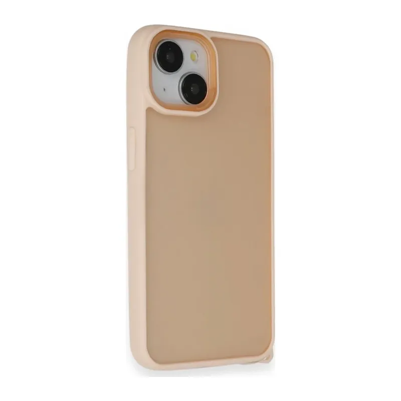 iPhone 14 Kılıf Elegant Kapak - Pudra