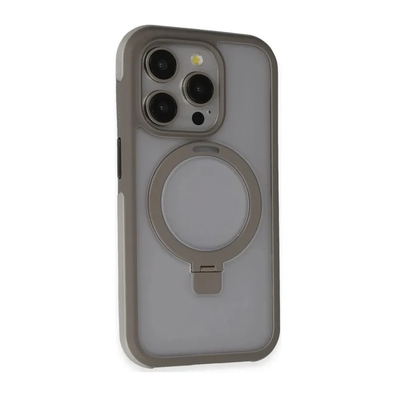 iPhone 15 Pro Zorda Airbag Magsafe Standlı Kapak - Titan Gri