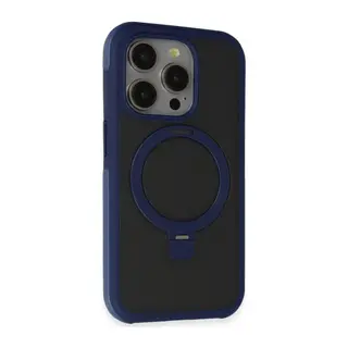 iPhone 15 Pro Zorda Airbag Magsafe Standlı Kapak - Lacivert