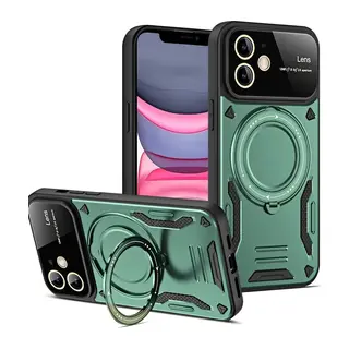 iPhone 11 Kılıf Joy Lens Standlı Kapak - Koyu Yeşil