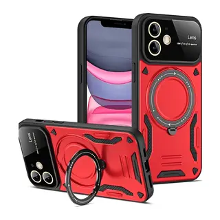 iPhone 11 Kılıf Joy Lens Standlı Kapak - Kırmızı