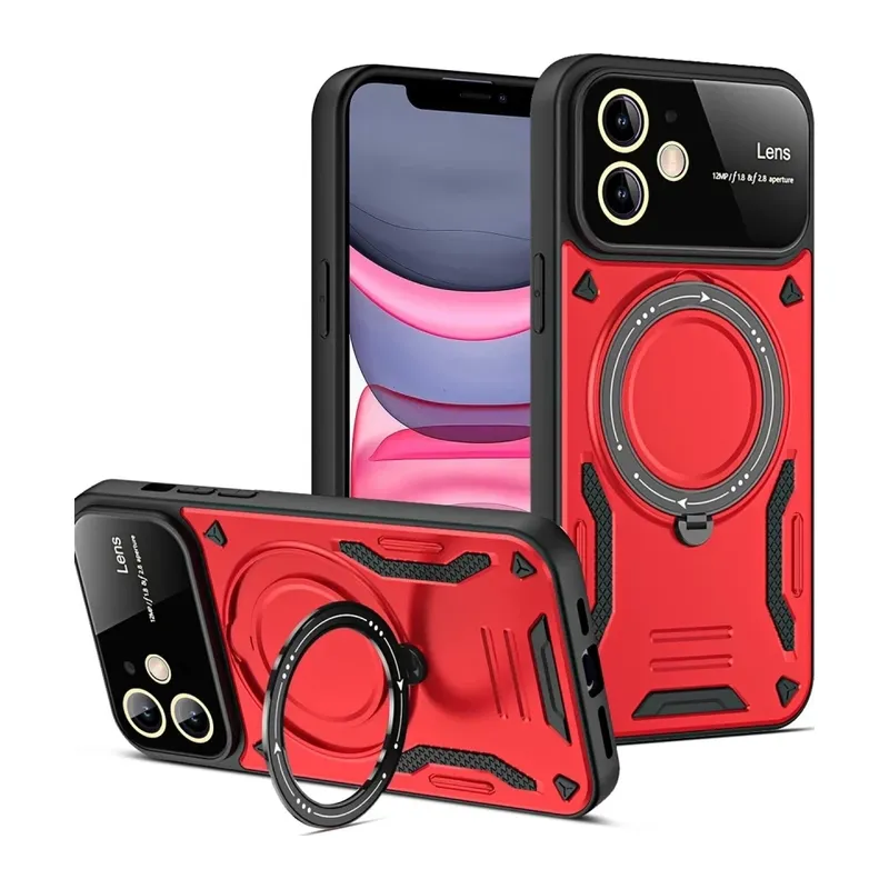 iPhone 11 Kılıf Joy Lens Standlı Kapak - Kırmızı