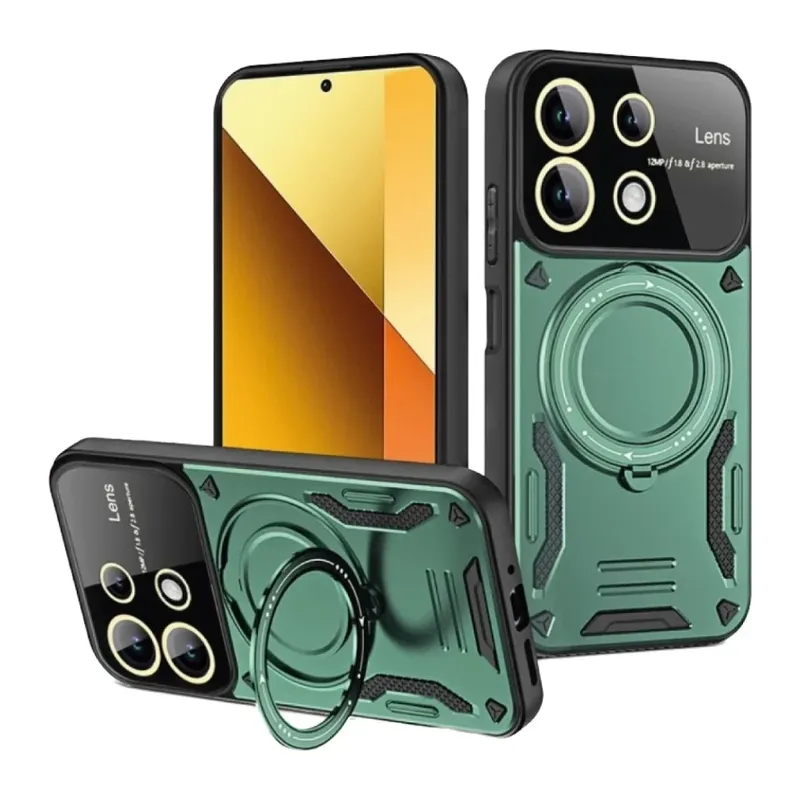 Redmi Note 13 4G Kılıf Joy Lens Standlı Kapak - Koyu Yeşil