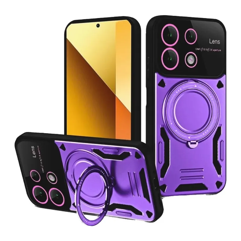 Redmi Note 13 4G Kılıf Joy Lens Standlı Kapak - Mor