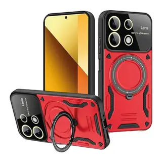 Redmi Note 13 4G Kılıf Joy Lens Standlı Kapak - Kırmızı