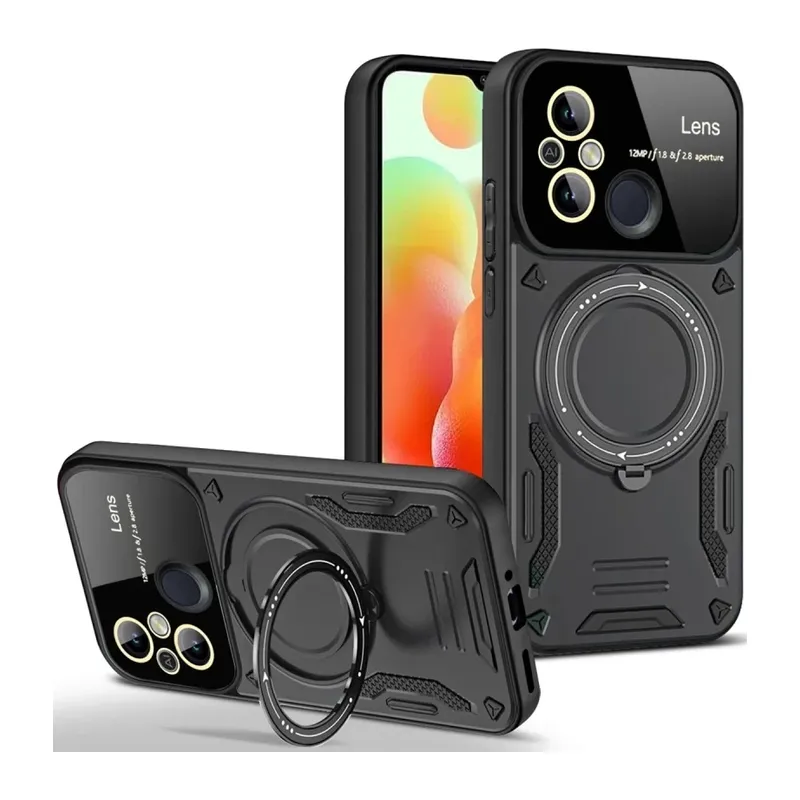 Redmi 12C Kılıf Joy Lens Standlı Kapak - Siyah