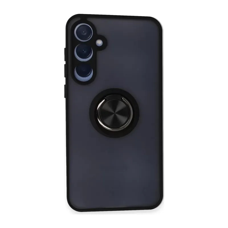 Samsung Galaxy A35 5G Kılıf Montreal Yüzüklü Silikon Kapak - Siyah