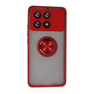 Poco X6 Pro Kılıf Montreal Yüzüklü Silikon Kapak - Kırmızı