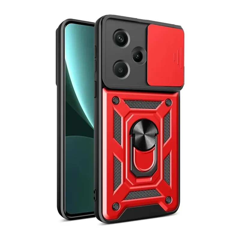 Redmi Note 13 Pro Plus Kılıf Pars Lens Yüzüklü Silikon - Kırmızı