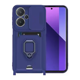 Redmi Note 13 Pro Plus Kılıf Zuma Kartvizitli Yüzüklü Silikon - Lacivert
