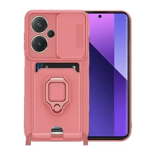 Redmi Note 13 Pro Plus Kılıf Zuma Kartvizitli Yüzüklü Silikon - Pembe