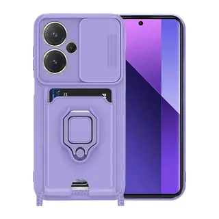 Redmi Note 13 Pro Plus Kılıf Zuma Kartvizitli Yüzüklü Silikon - Lila
