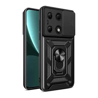Poco M6 Pro 4G Kılıf Pars Lens Yüzüklü Silikon - Siyah