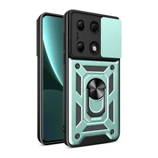 Poco M6 Pro 4G Kılıf Pars Lens Yüzüklü Silikon - Yeşil