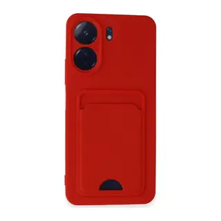 Redmi 13C Kılıf Kelvin Kartvizitli Silikon - Kırmızı