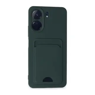 Redmi 13C Kılıf Kelvin Kartvizitli Silikon - Koyu Yeşil