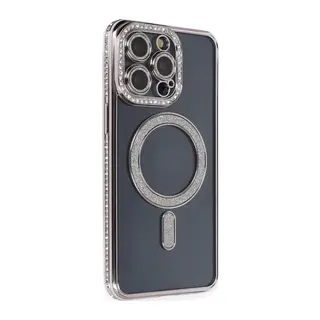 iPhone 14 Pro Kılıf Joke Simli Magneticsafe Kılıf - Gri
