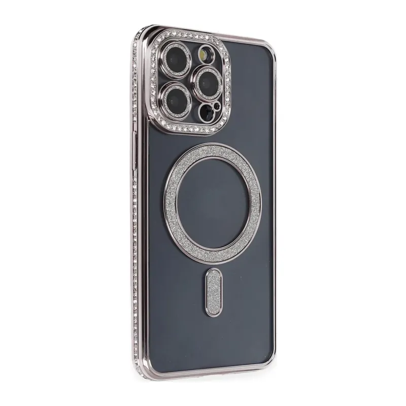 iPhone 14 Pro Kılıf Joke Simli Magneticsafe Kılıf - Gri