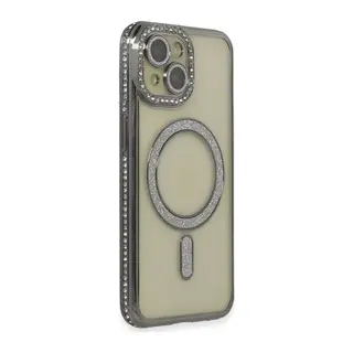 iPhone 14 Kılıf Joke Simli Magneticsafe Kılıf - Gri