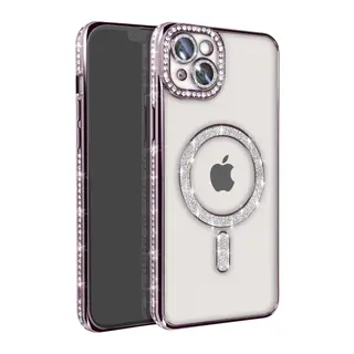 iPhone 14 Kılıf Joke Simli Magneticsafe Kılıf - Pembe