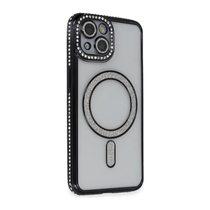 iPhone 13 Kılıf Joke Simli Magneticsafe Kılıf - Siyah