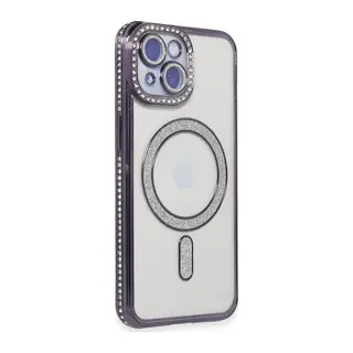 iPhone 13 Kılıf Joke Simli Magneticsafe Kılıf - Derin Mor
