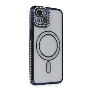 iPhone 13 Kılıf Joke Simli Magneticsafe Kılıf - Lacivert
