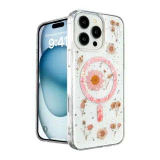 iPhone 16 Pro Kılıf Daisy Simli Magsafe Kapak - Pembe