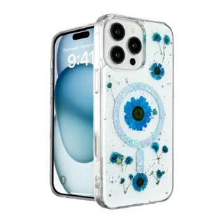 iPhone 16 Pro Max Kılıf Daisy Simli Magsafe Kapak - Mavi