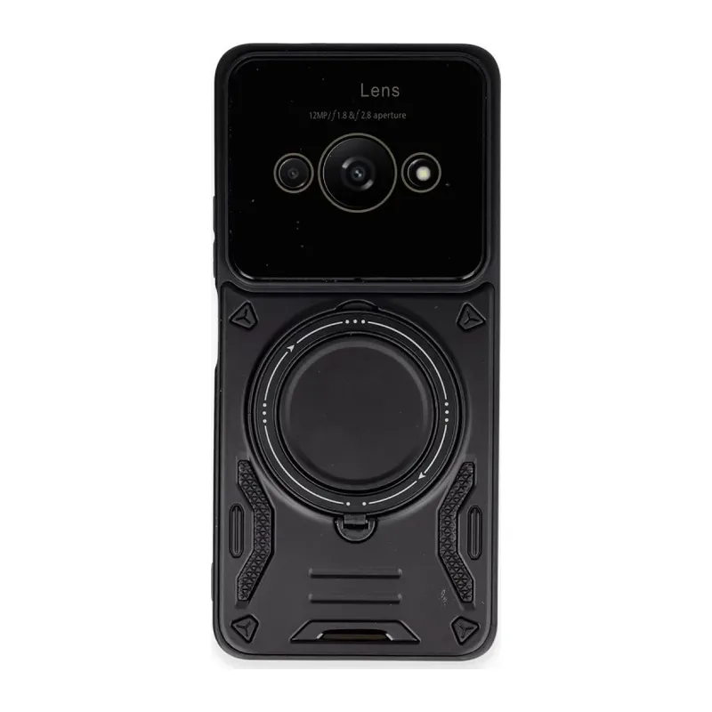 Poco C61 Kılıf Joy Lens Standlı Kapak - Siyah