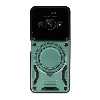 Poco C61 Kılıf Joy Lens Standlı Kapak - Koyu Yeşil