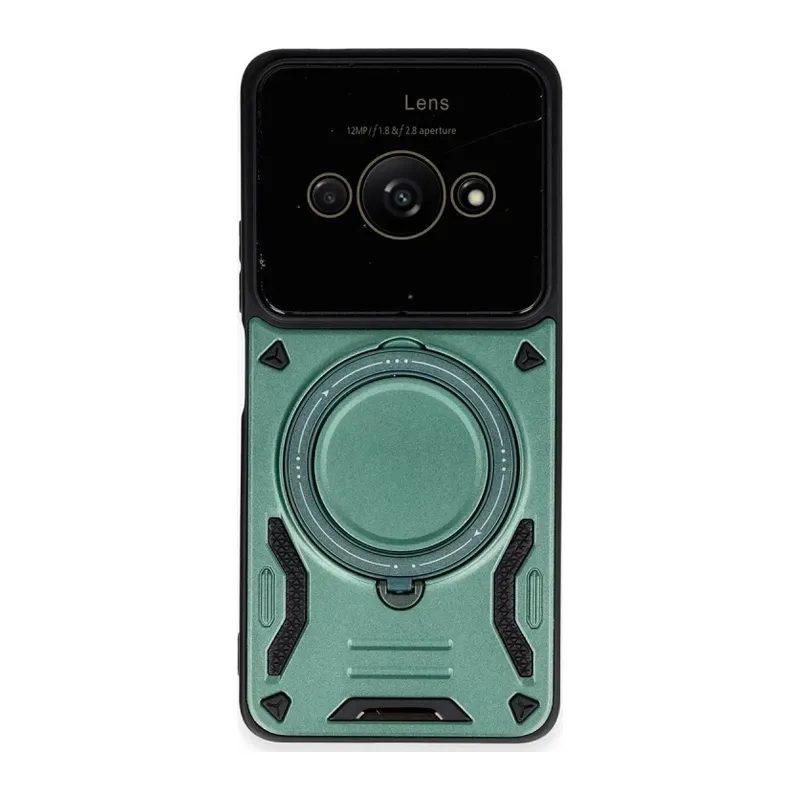 Poco C61 Kılıf Joy Lens Standlı Kapak - Koyu Yeşil