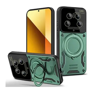 Mi 14 Ultra Kılıf Joy Lens Standlı Kapak - Koyu Yeşil