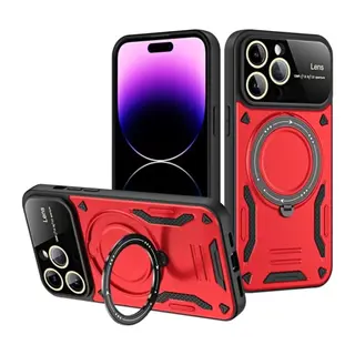 iPhone 16 Pro Max Kılıf Joy Lens Standlı Kapak - Kırmızı