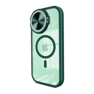 iPhone 15 Pro Kılıf Teleskop Lens Magsafe Silikon Kapak - Koyu Yeşil