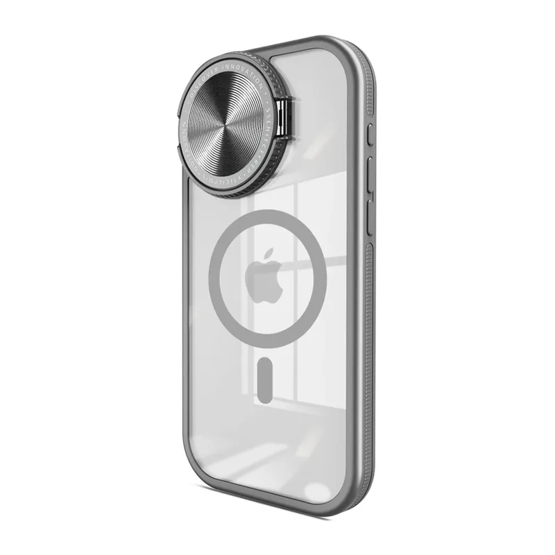 iPhone 15 Pro Kılıf Teleskop Lens Magsafe Silikon Kapak - Titan Gri