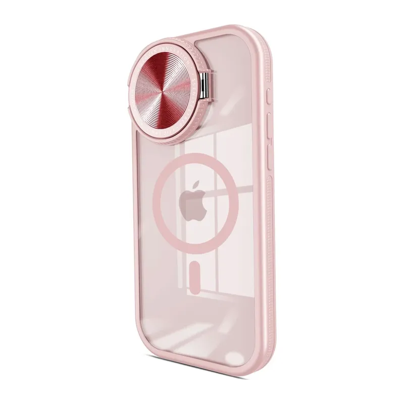 iPhone 15 Pro Kılıf Teleskop Lens Magsafe Silikon Kapak - Pembe