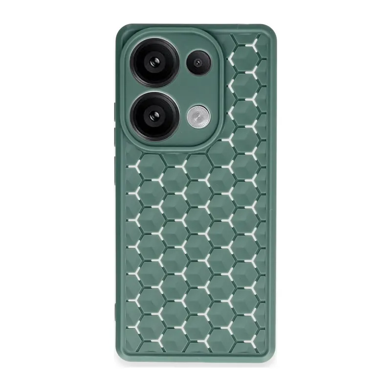 Redmi Note 13 Pro 4G Kılıf Petek Silikon Kapak - Koyu Yeşil