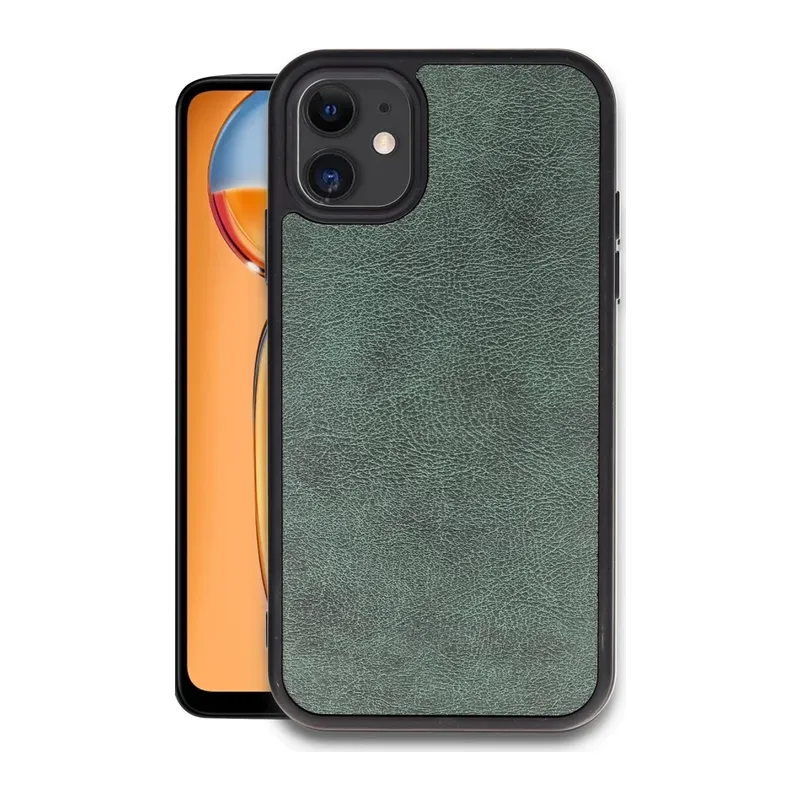 iPhone 11 Kılıf Aras Deri Kapak - Koyu Yeşil